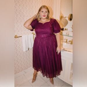 Ivy City Co Clara Dress in Plum Sequins plus size‎ 2x new with tag valentines